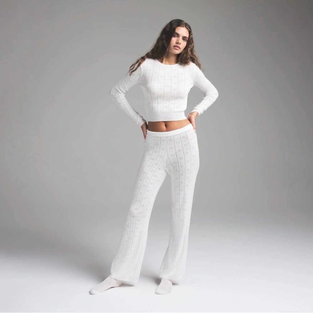 SKIMS Sweater Knit Pointelle Lounge Pants (Marble)